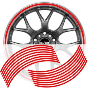 Set 16 inele din autocolant pentru jante culoare Rosu Lucios Preț promoțional