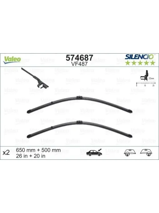 Chilipir Set lamela stergator Valeo Silencio FlatBlade OE 650/500 mm