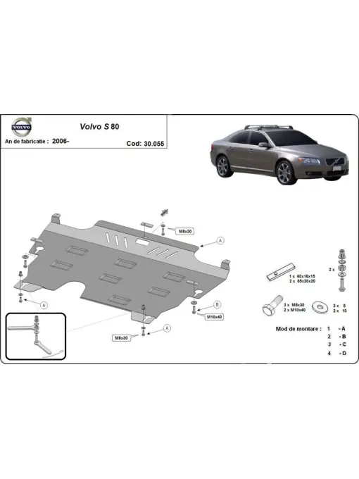 Scut motor metalic pentru și cutie de viteză Volvo S80 ( 2006 - 2016 ) Livrare rapidă