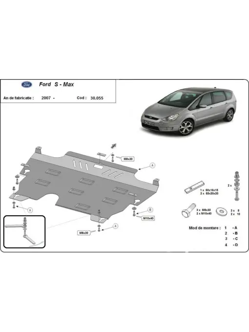 Scut motor metalic pentru Ford S - Max ( 2006 - 2015 ) Livrare gratuită