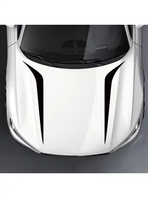 Noutate Set 2 stickere autoadezive Tuning, model "Hood Stripes V2", dimensiune 100 x 26 cm, culoare Neagra