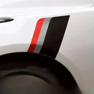 Sticker autoadeziv Tuning, model "Racing Flag", dimensiune 30 x 24 x 17 cm, culoare Negru/Argintiu/Rosu Livrare gratuită