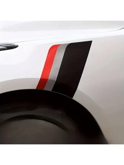 Sticker autoadeziv Tuning, model "Racing Flag", dimensiune 30 x 24 x 17 cm, culoare Negru/Argintiu/Rosu Livrare gratuită