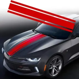 Sticker autoadeziv Tuning, model "Triple Stripes", dimensiune 125 x 22 cm, culoare Rosie Cumpărături sigure