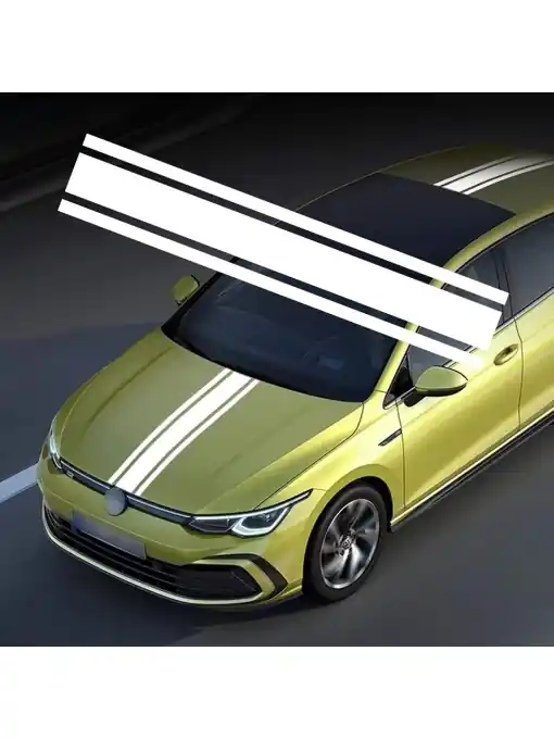 Livrare gratuită Sticker autoadeziv Tuning, model "Triple Stripes", dimensiune 125 x 22 cm, culoare Alba