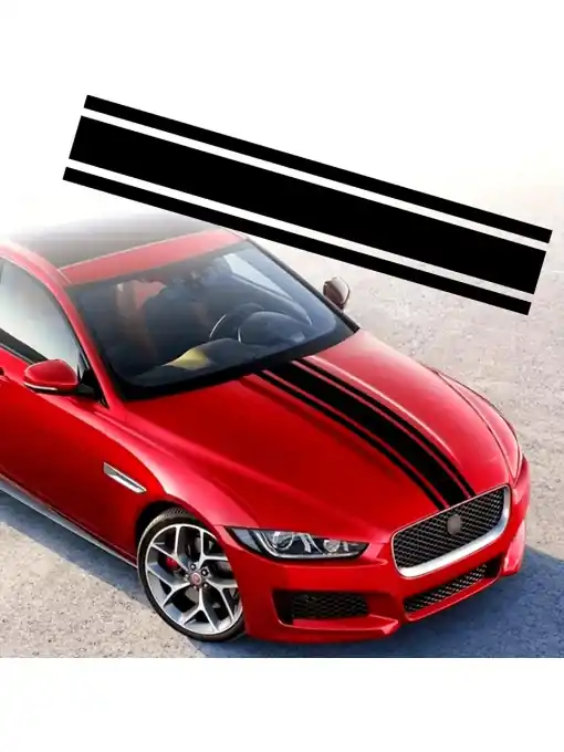 Sticker autoadeziv Tuning, model "Triple Stripes", dimensiune 125 x 22 cm, culoare Neagra Cel mai bun preț