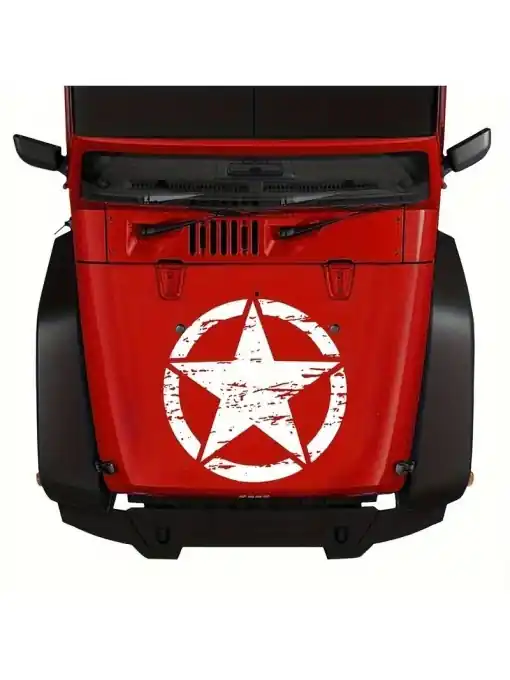 Sticker autoadeziv pentru vehicule Off Road, model "Rusted Army Star", dimensiune 50 x 50 cm, culoare Alba Premium