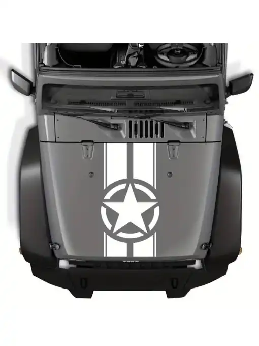 Preț promoțional Sticker autoadeziv pentru vehicule Off Road, model "Army Star", dimensiune 90 x 43 cm, culoare Alba