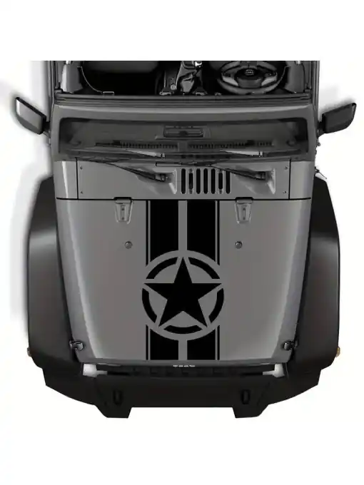 Livrare rapidă Sticker autoadeziv pentru vehicule Off Road, model "Army Star", dimensiune 90 x 43 cm, culoare Neagra