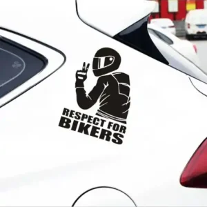 Sticker autoadeziv pentru vehicule Off Road, model "Respect For Bikers", dimensiune 17 x 12 cm, culoare Neagra Retur gratuit