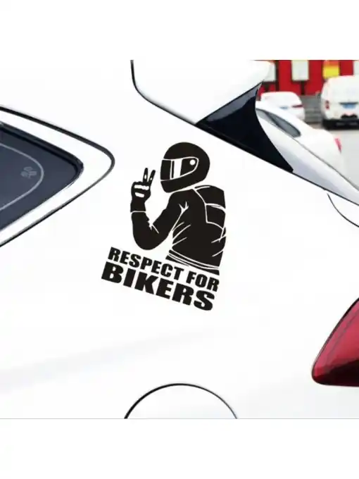 Sticker autoadeziv pentru vehicule Off Road, model "Respect For Bikers", dimensiune 17 x 12 cm, culoare Neagra Retur gratuit