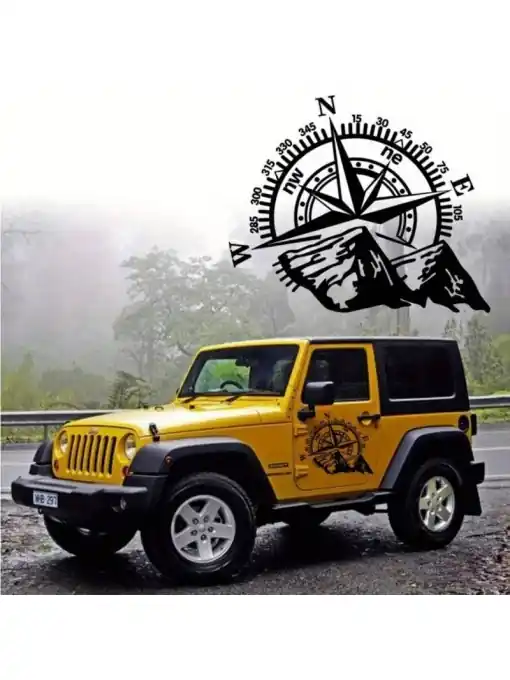 Sticker autoadeziv pentru vehicule Off Road, model "Kompass", dimensiune 44 x 55 cm, culoare Neagra Cel mai vândut
