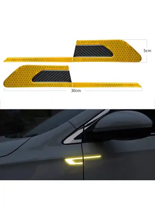 Set 2 stickere reflectorizante BUMERANG cu insertie Carbon 5D, culoare Galben Mai ieftin