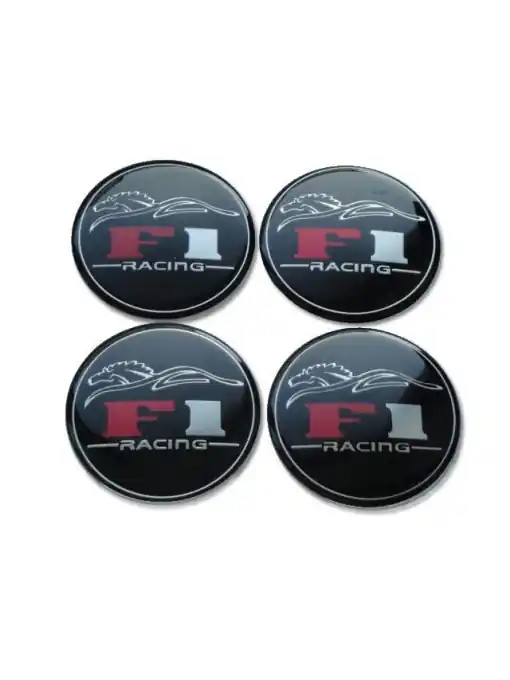 Set 4 buc. ornament central janta, model "F1 Black", diametru 5cm Expediere rapidă
