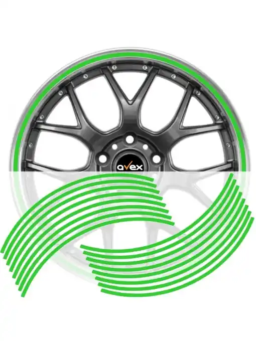 Set 16 inele din autocolant pentru jante culoare Verde Lucios Ieftin