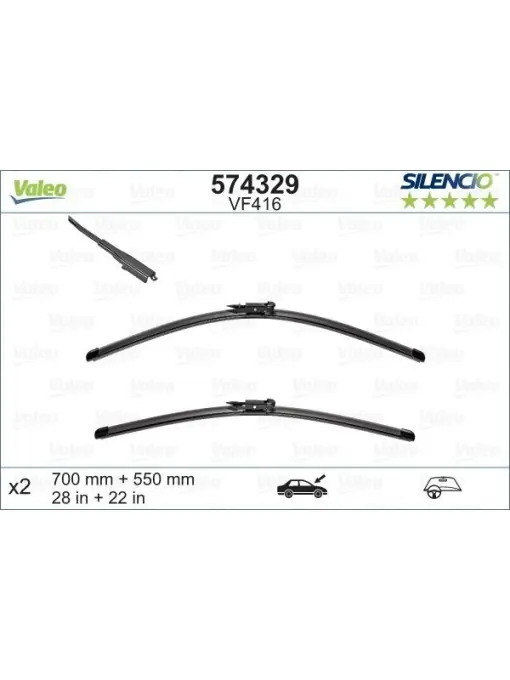 Set lamela stergator Valeo Silencio FlatBlade OE 700/550 mm Calitate înaltă