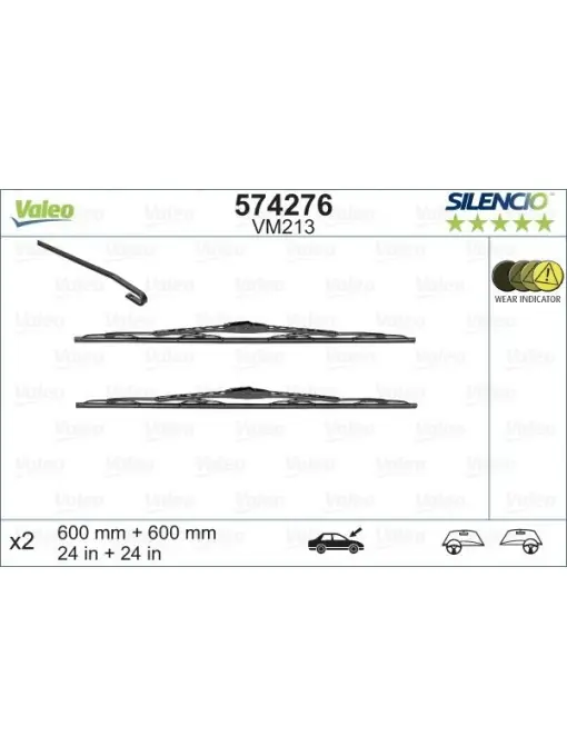 Plată securizată Set lamela stergator Valeo Silencio 600/600 mm