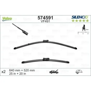 Set lamela stergator Valeo Silencio FlatBlade OE 640/520 mm Plată sigură