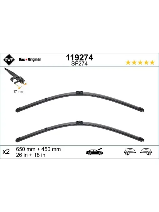Set lamela stergator SWF Wiper FB OE LHD 650/450 mm Expediere rapidă