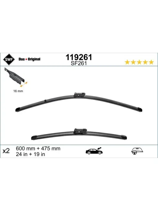 Set lamela stergator SWF Wiper FB OE LHD 600/475 mm Plată sigură
