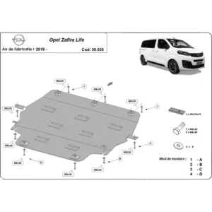 Calitate înaltă Scut motor metalic pentru metalic Opel Zafira Life ( 2019 - 2025 )