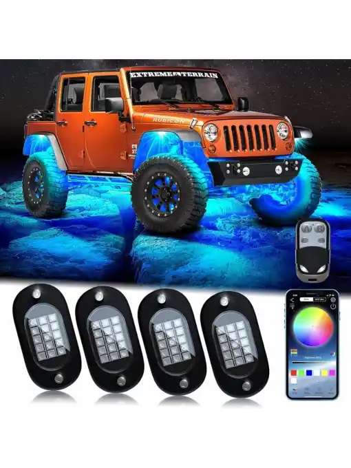 Kit 4 Lumini Ambientale RGB, model "ROCK LIGHT" cu telecomanda si aplicatie telefon, destinate Off-Road, ATV, SSV Reduceri