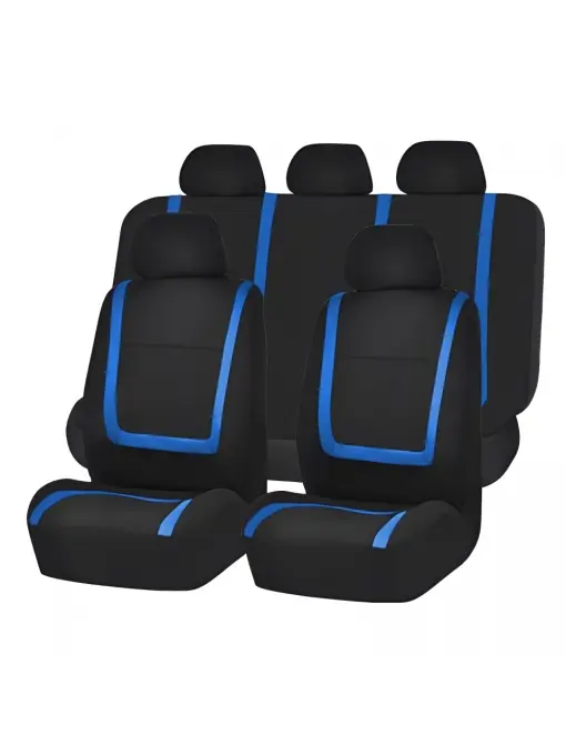 Comandă acum Set huse scaun auto ieftine, Universale 9 piese, model BLUE LINE - ALBASTRU