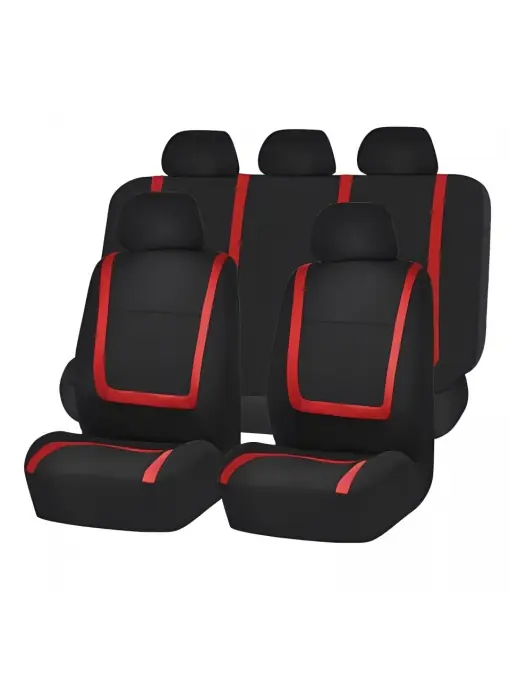 Set huse scaun auto ieftine, Universale 9 piese, model RED LINE - ROSU Doar azi
