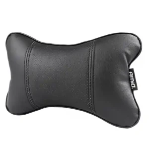 Cel mai vândut Set 2 perne pentru tetiere auto, marca AMIO, pentru sustinere gat din piele ecologica, culoare NEGRU