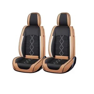 Preț mic Huse auto premium 5 locuri Carguard Deluxe piele ecologica perforata si textil - maro caramel