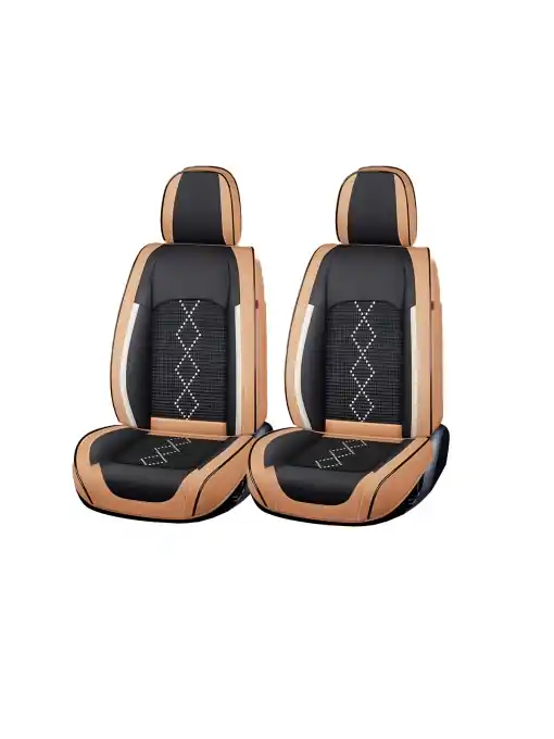 Preț mic Huse auto premium 5 locuri Carguard Deluxe piele ecologica perforata si textil - maro caramel