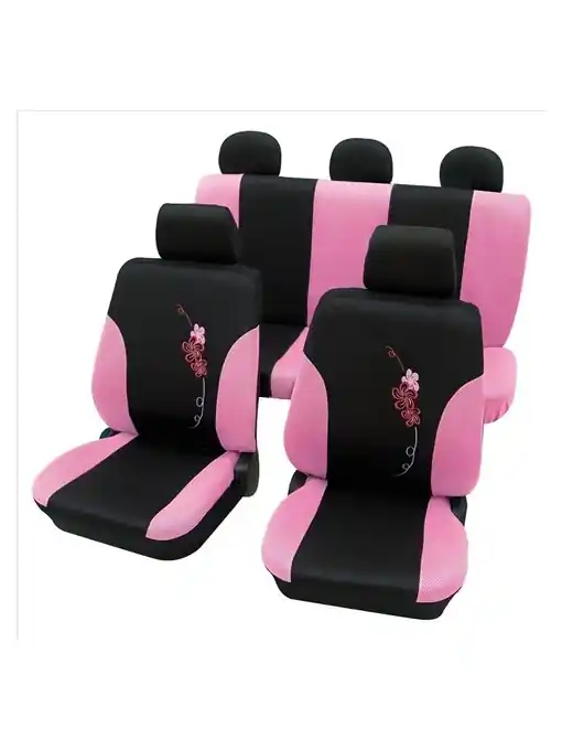 Retur gratuit Set Complet Huse Scaune (Fata-Spate) Roz -Flower- Petex