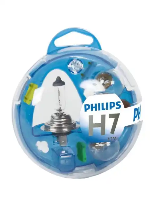 Kit rezerva bec auto cu halogen Philips H7, 12V Discount