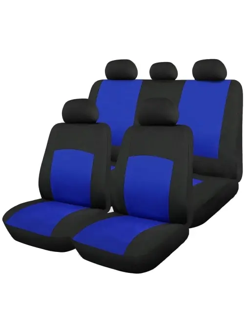 Huse Scaun Auto, 9 piese, universale, culoare Albastru-Negru Expediere rapidă