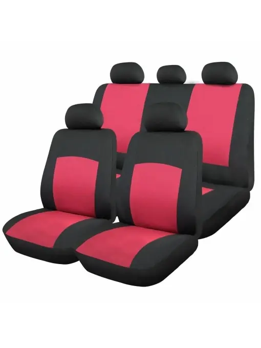 Cumpără online Huse Scaun Auto, 9 piese, universale, culoare Rosu-Negru