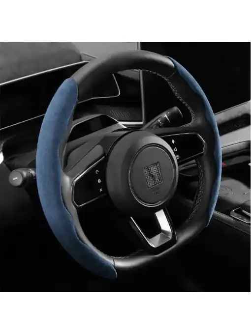 Ofertă de sezon Set 2 ornamente volan finisaj ALCANTARA ALBASTRU, dimensiune universala