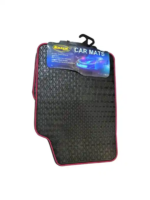 Covorase Auto Universale, din cauciuc sintetic moale, culoare Neagra cu dunga Rosie Cumpărături sigure