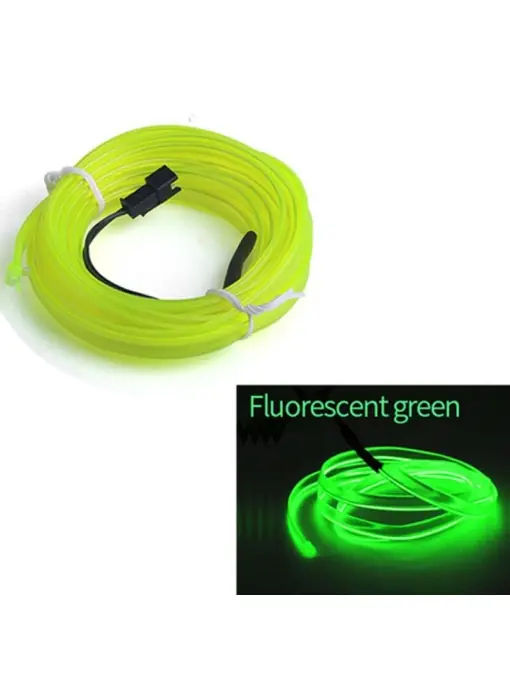 Cumpărături sigure Fir Neon Auto "EL Wire" culoare Verde Fluorescent, lungime 5M, alimentare 12V, droser inclus