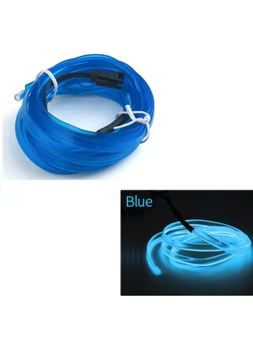 Fir Neon Auto "EL Wire" culoare Albastru, lungime 5M, alimentare 12V, droser inclus Noutate