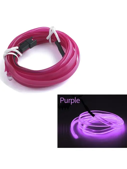 Cumpărături sigure Fir Neon Auto "EL Wire" culoare Mov, lungime 2M, alimentare 12V, droser inclus