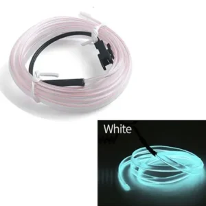 Cel mai vândut Fir Neon Auto "EL Wire" culoare Alba, lungime 2M, alimentare 12V, droser inclus