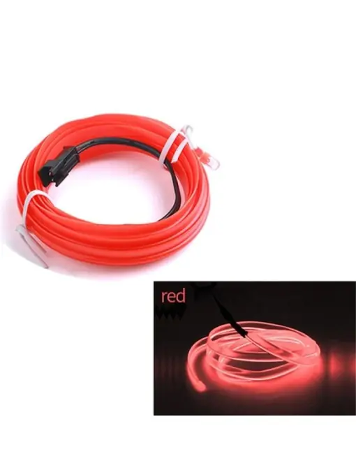 Fir Neon Auto "EL Wire" culoare Rosie, lungime 2M, alimentare 12V, droser inclus Popular
