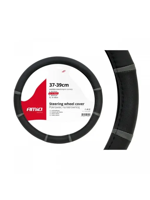 Ofertă specială Husa volan negru + dungi gri SWC-06-M (37-39cm)