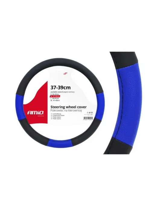 Cumpărături sigure Husa volan negru + albastru SWC-04-M (37-39cm)