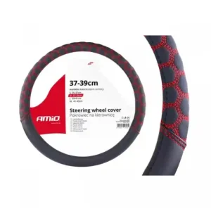 Premium Husa volan cu cusatura rosie model Hexa SWC-23-M (37-39cm)