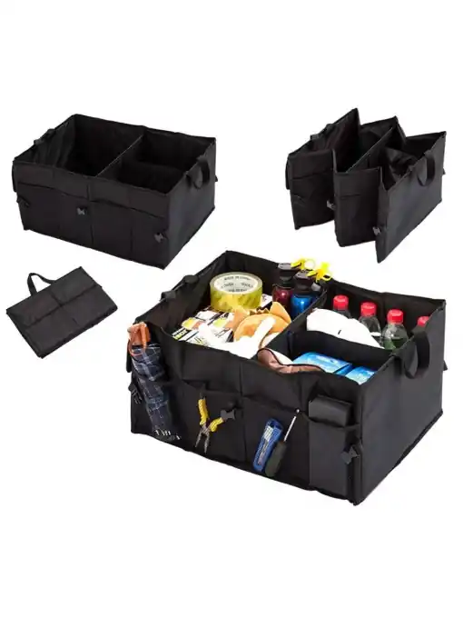 Organizator portbagaj auto cu 9 buzunare, 55 x 38 x 26cm, culoare neagra Ofertă de sezon