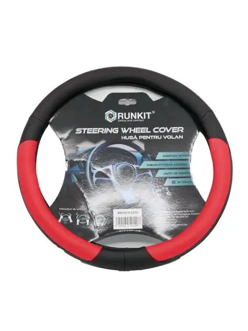 Husa volan piele sintetica Negru/Rosu (37-39 CM) Livrare rapidă