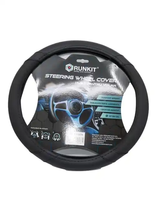 Disponibil imediat Husa volan piele sintetica Negru (37-39 CM)