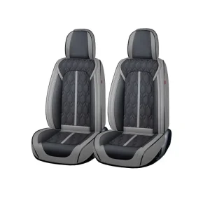 Transport gratuit Huse auto premium 5 locuri Carguard Deluxe piele ecologica perforata - gri - negru
