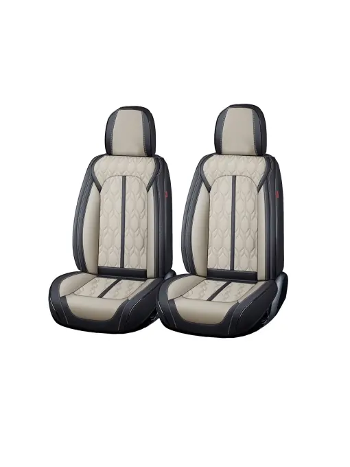 Ultima șansă Huse auto premium 5 locuri Carguard Deluxe piele ecologica perforata - negru - crem